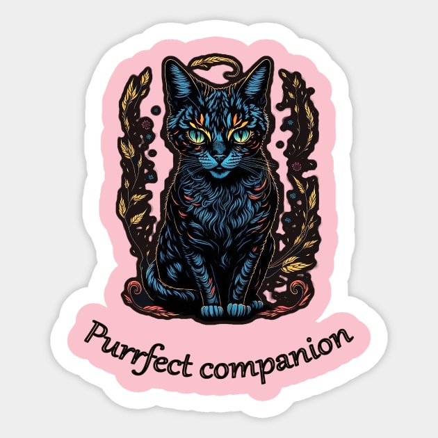 Purrfect companion, cat Sticker by ElArrogante